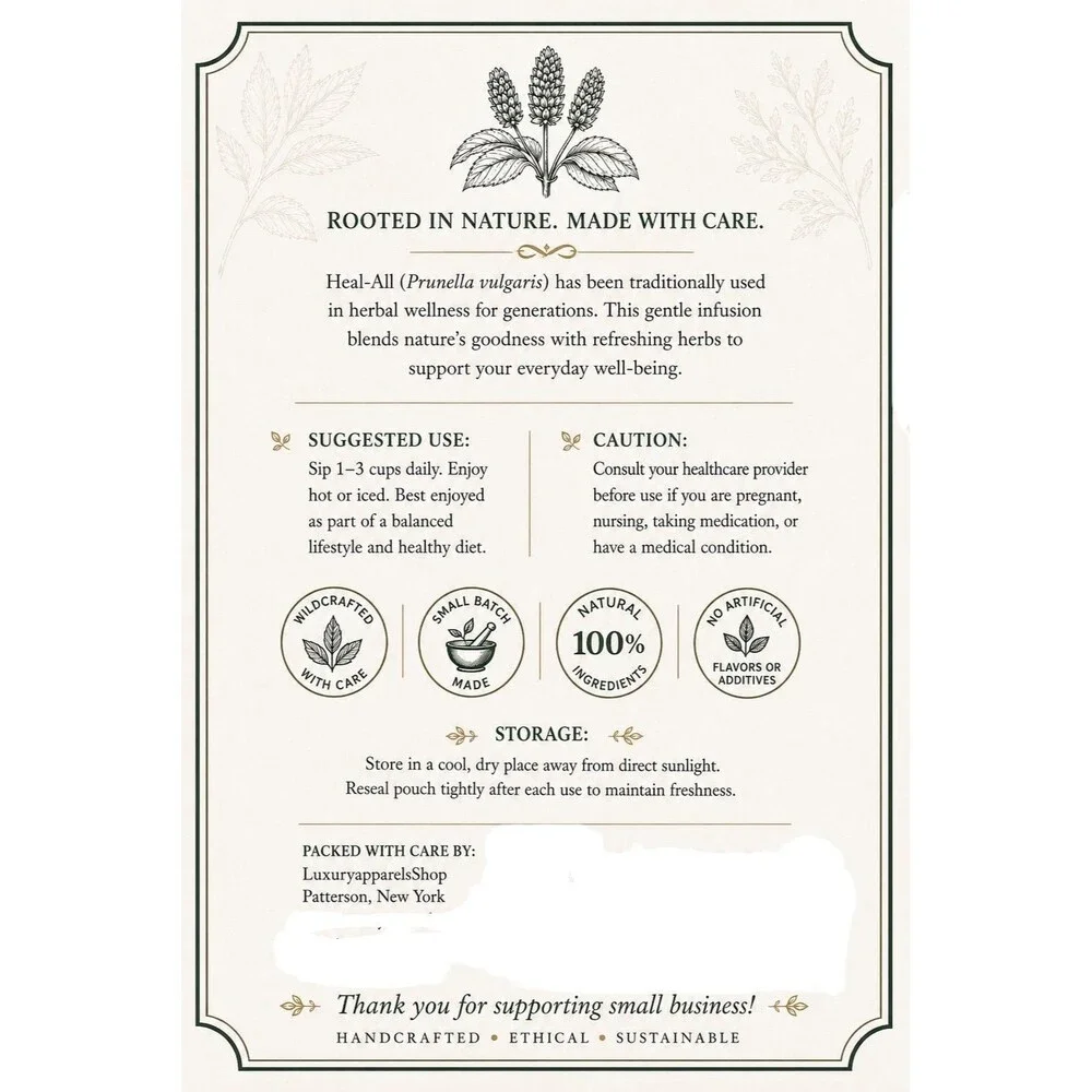 Heal All (Prunella vulgaris) Herbal Tea | Dried Self-Heal Herb | Wildcrafted Bot